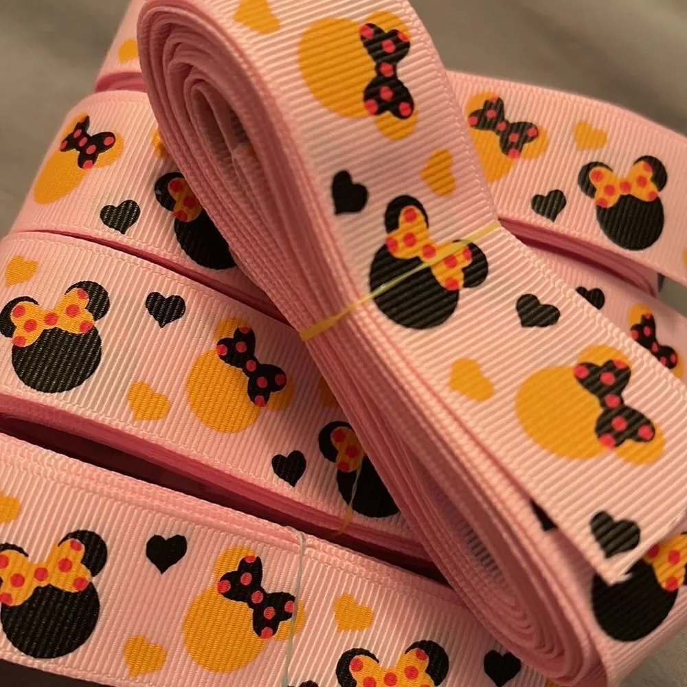 Grosgrain Ribbon 7/8” 5 yards 5/$20 Minnie Mouse bow polka dots pink NEW hearts